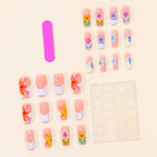 Acrylic Nail Extensions Tropical Floral Stiletto