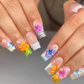 Acrylic Nail Extensions Tropical Floral Stiletto