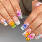 Acrylic Nail Extensions Tropical Floral Stiletto