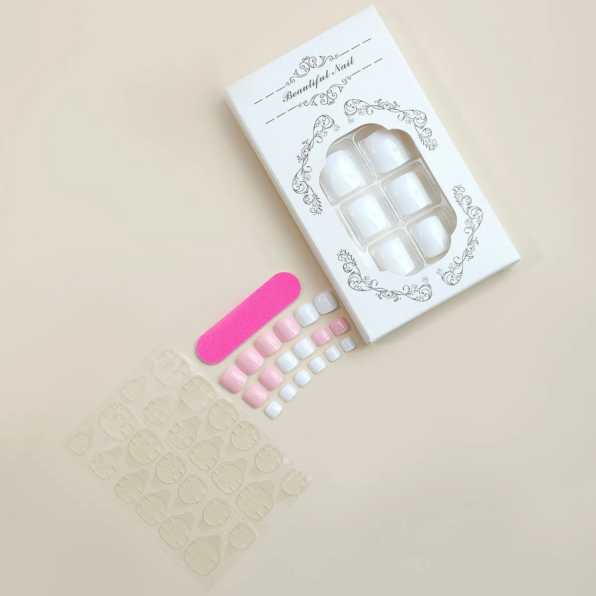 Acrylic Nail Kit White & Pastel Designs