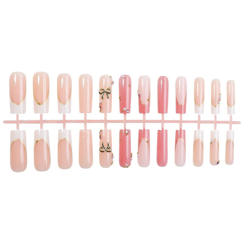 Acrylic Nail Set 24-Piece Glitter & 3D Accents