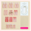 Acrylic Nail Set 24-Piece Glitter & 3D Accents