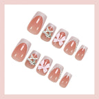 Acrylic Nail Set 3D Flowers & Glitter