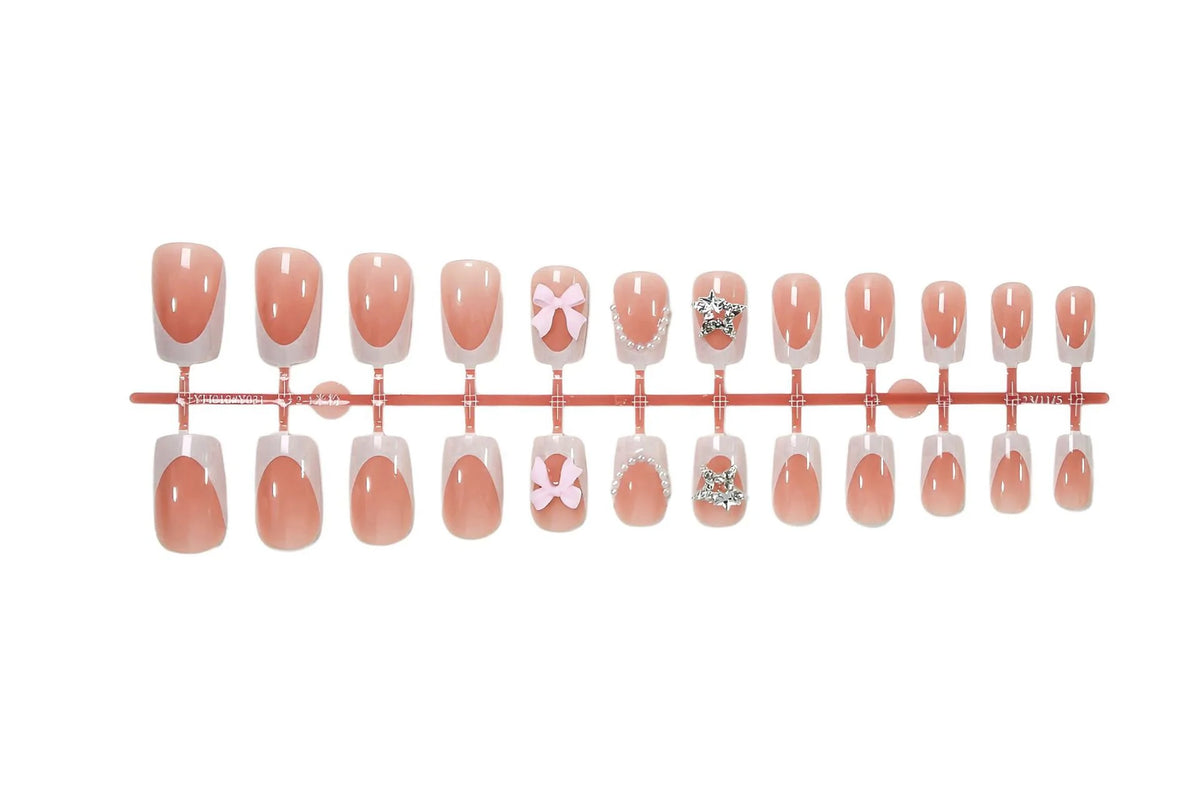 Acrylic Nail Set 3D Flowers & Glitter