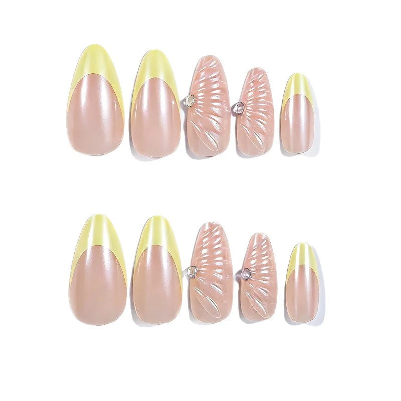 Acrylic Nail Set 3D Shell & Gem Design