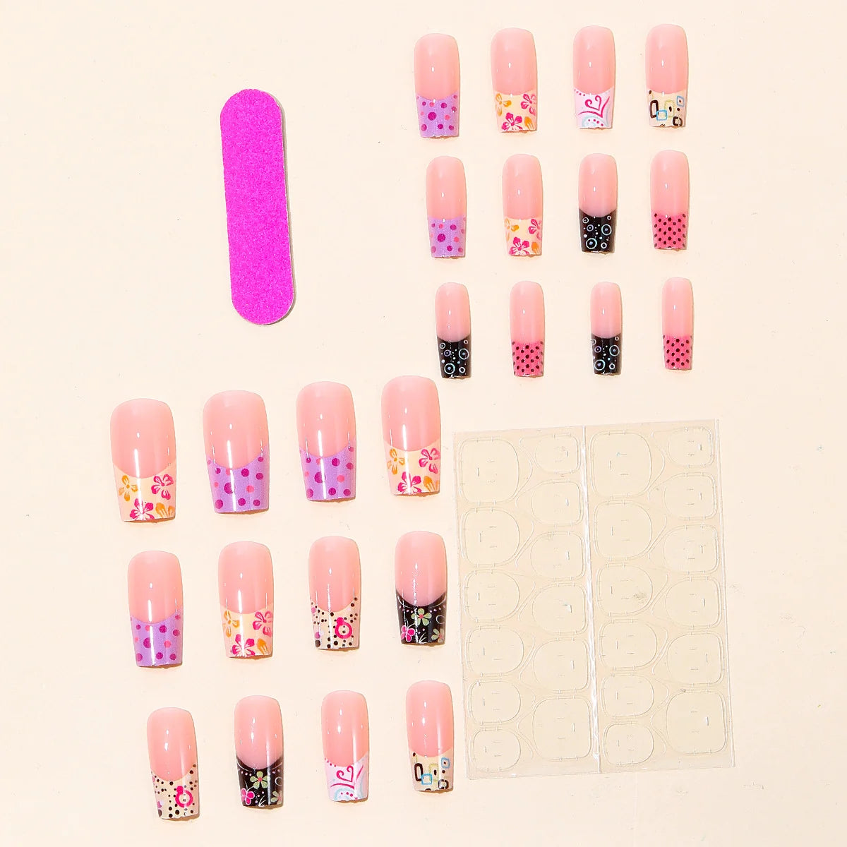 Acrylic Nail Set Artistic Designs Easy Application Long-Lasting Wear