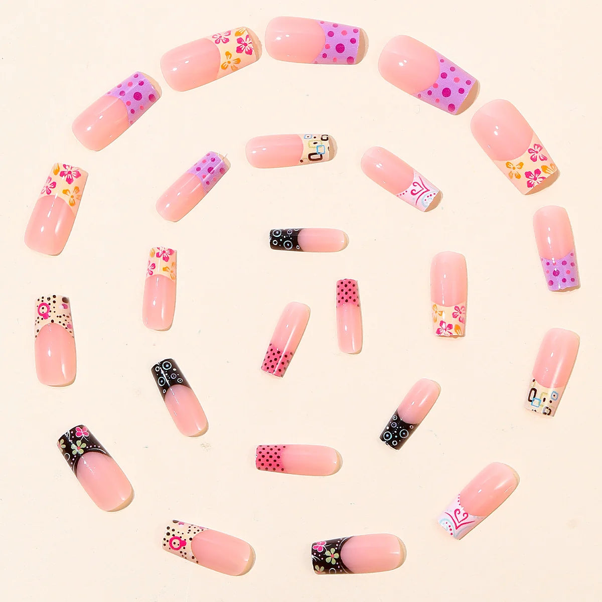 Acrylic Nail Set Artistic Designs Easy Application Long-Lasting Wear