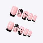 Acrylic Nail Set Black Gloss & Sparkle Easy Application