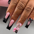 Acrylic Nail Set Black-Pink Designs Storage Box