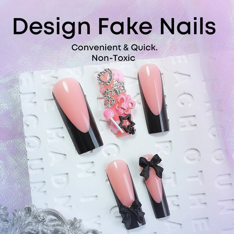 Acrylic Nail Set Black-Pink Designs Storage Box