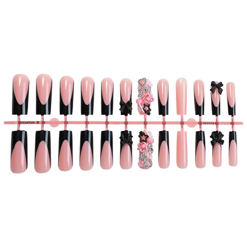 Acrylic Nail Set Black-Pink Designs Storage Box