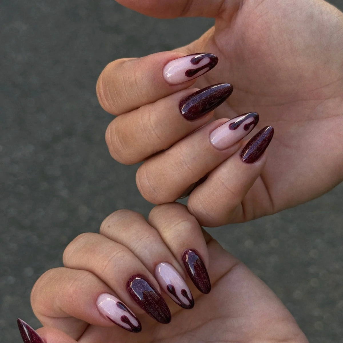Acrylic Nail Set Black-Pink Easy Apply & Long-Lasting