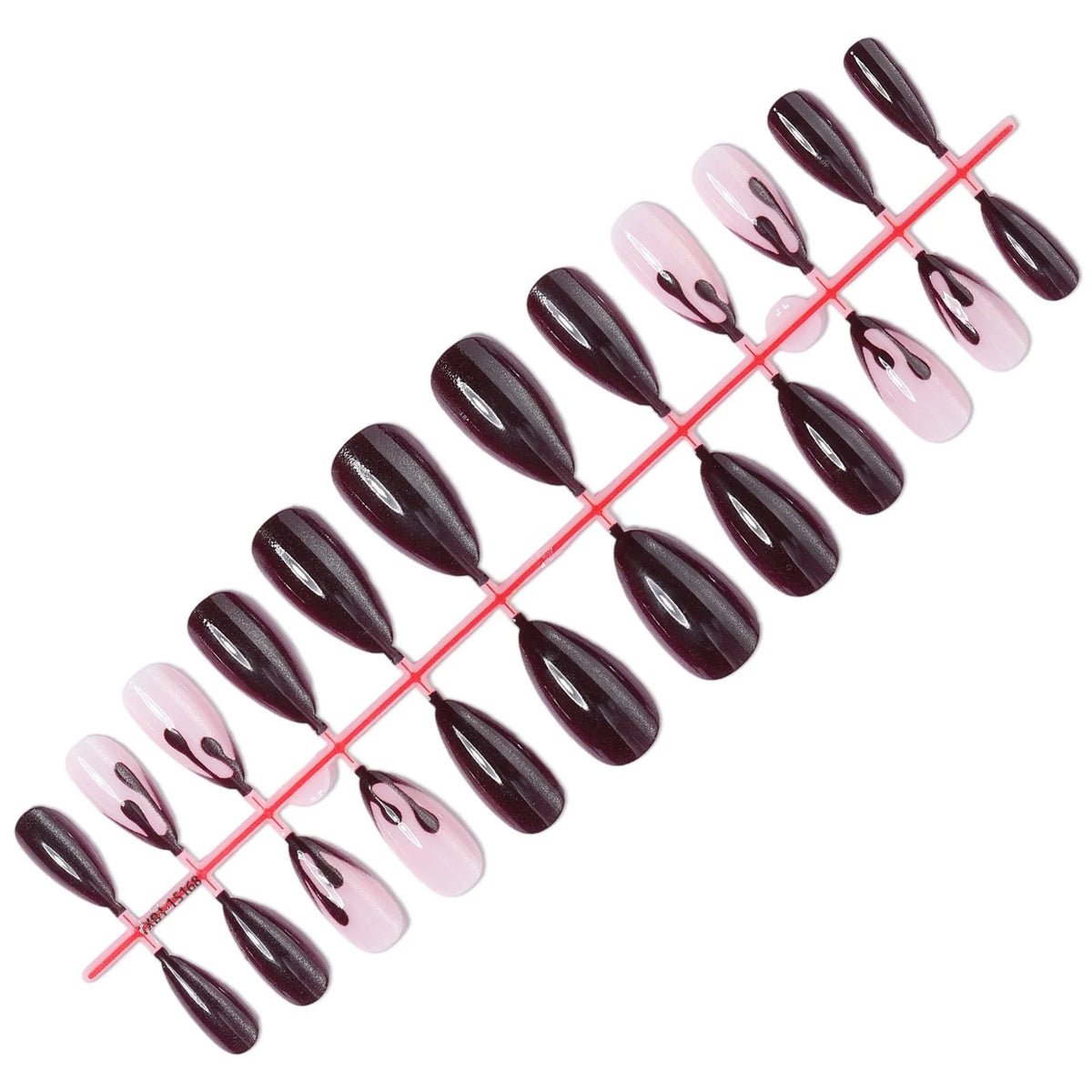 Acrylic Nail Set Black-Pink Easy Apply & Long-Lasting