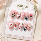Acrylic Nail Set Durable Floral Design Easy Application
