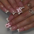 Acrylic Nail Set Durable Romantic Bow Accents