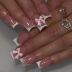 Acrylic Nail Set Durable Romantic Bow Accents