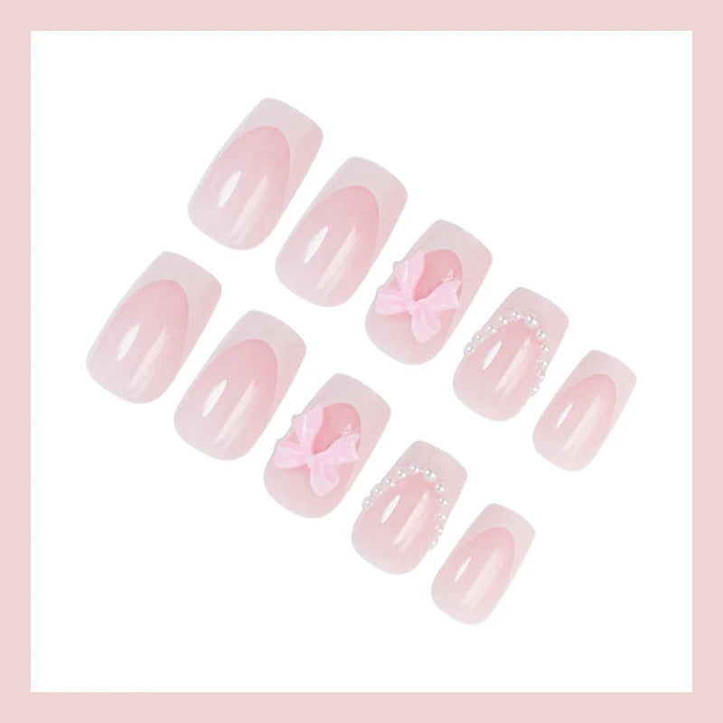 Acrylic Nail Set Durable Romantic Bow Accents
