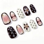 Acrylic Nail Set Floral Accents Multiple Sizes Easy Application
