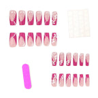 Acrylic Nail Set Floral Design Chip-Resistant Set of 24