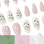 Acrylic Nail Set Floral Design Lavender 24 Piece