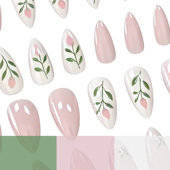 Acrylic Nail Set Floral Design Lavender 24 Piece