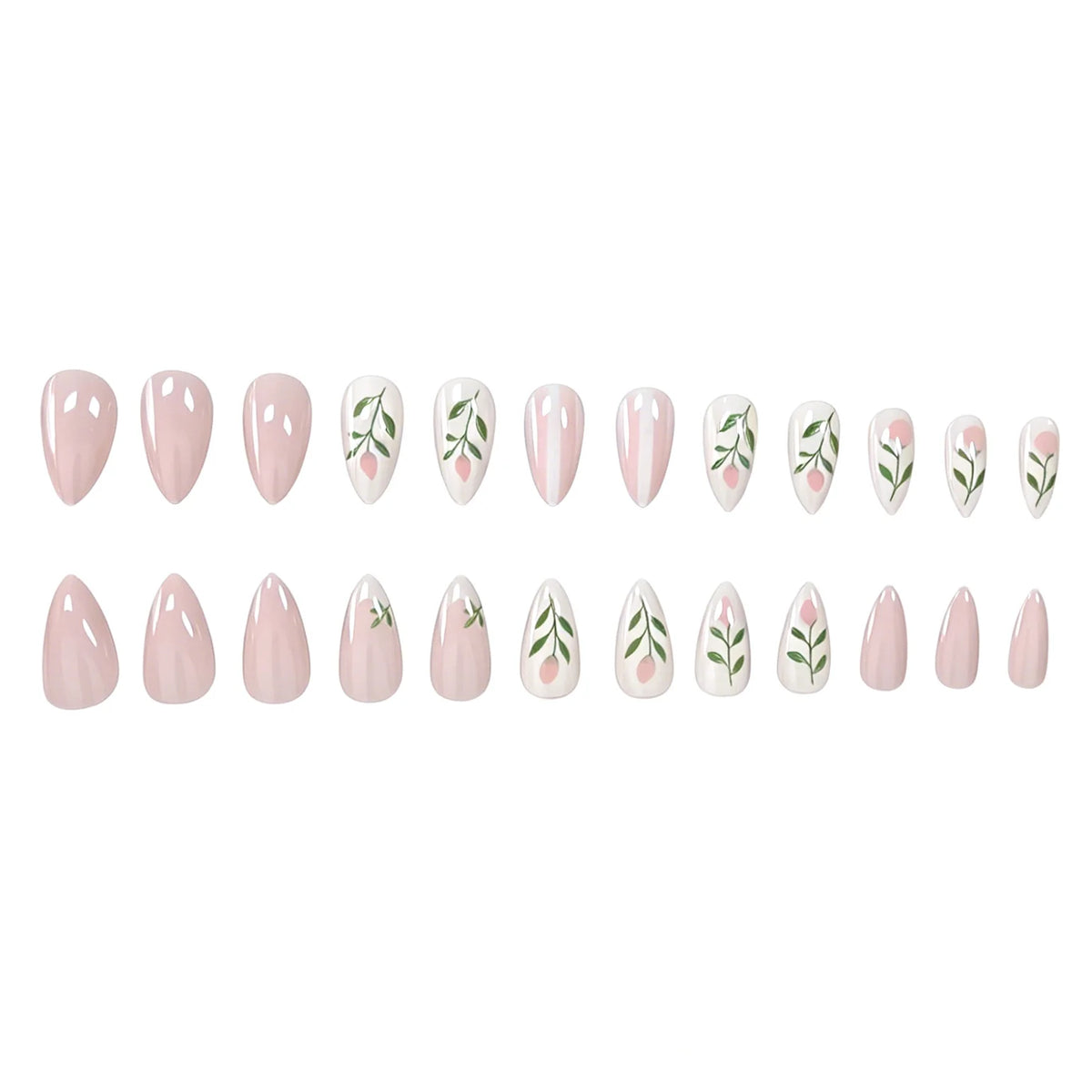 Acrylic Nail Set Floral Design Lavender 24 Piece
