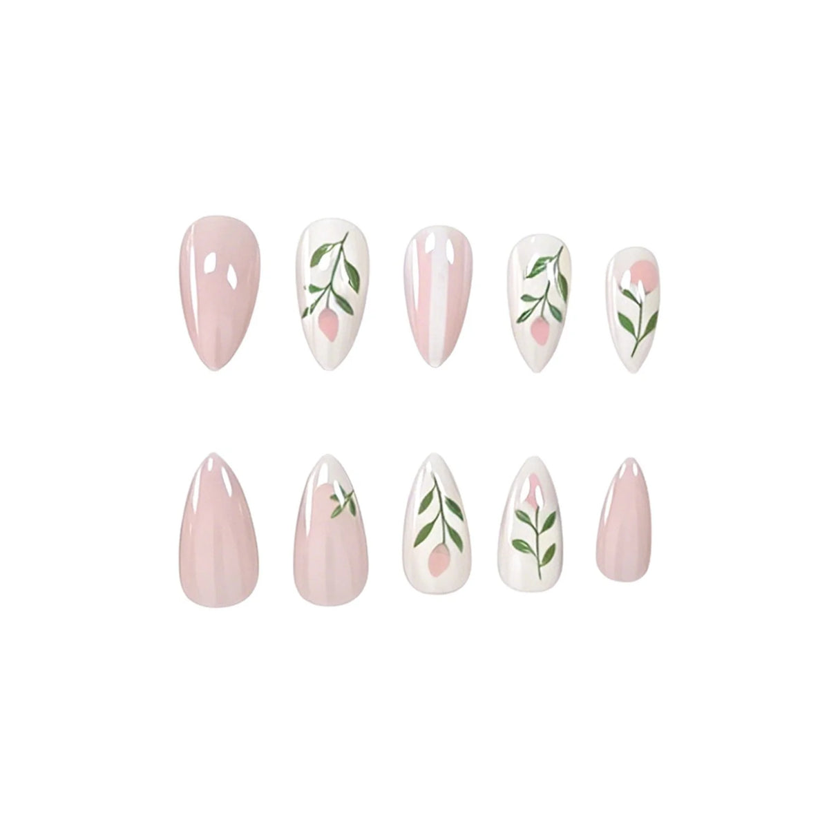 Acrylic Nail Set Floral Design Lavender 24 Piece