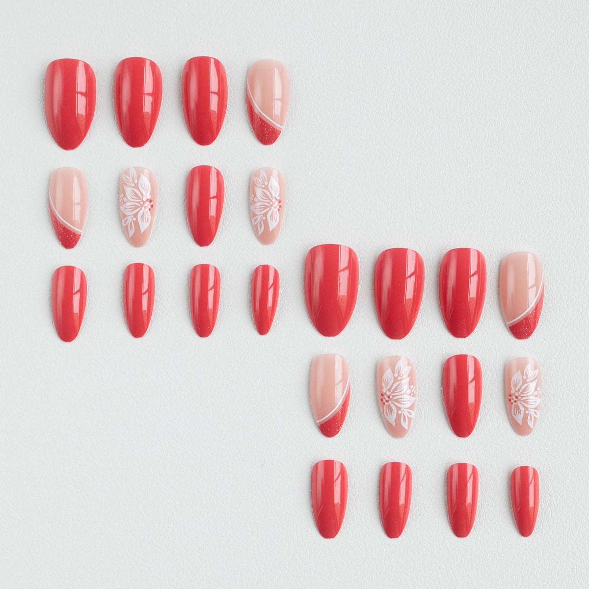 Acrylic Nail Set Floral Design Long-Lasting