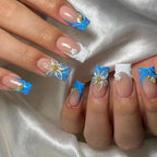 Acrylic Nail Set Floral Design Long Lasting Multiple Lengths
