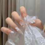 Acrylic Nail Set Floral Design Multiple Sizes
