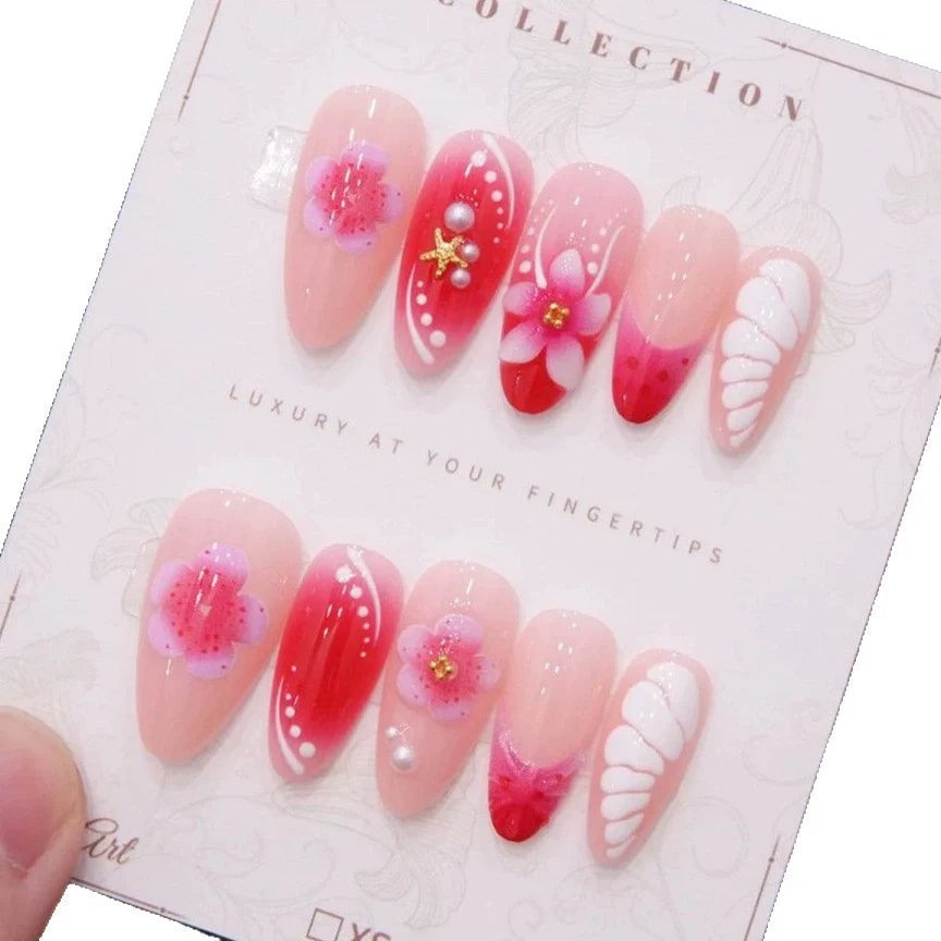 Acrylic Nail Set Floral Design Set of 24