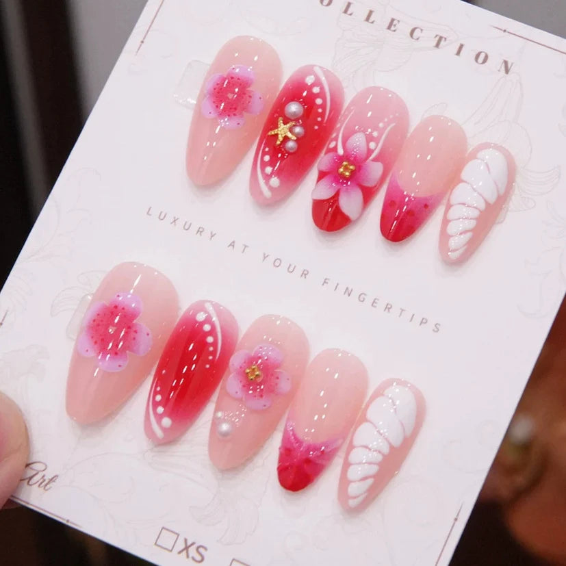 Acrylic Nail Set Floral Design Set of 24