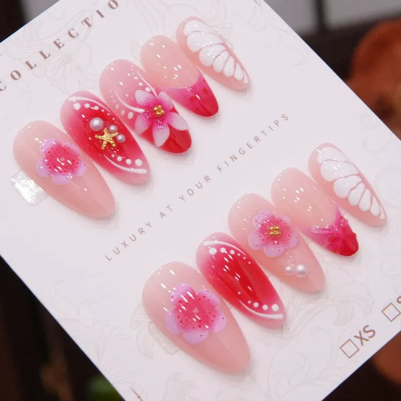 Acrylic Nail Set Floral Design Set of 24