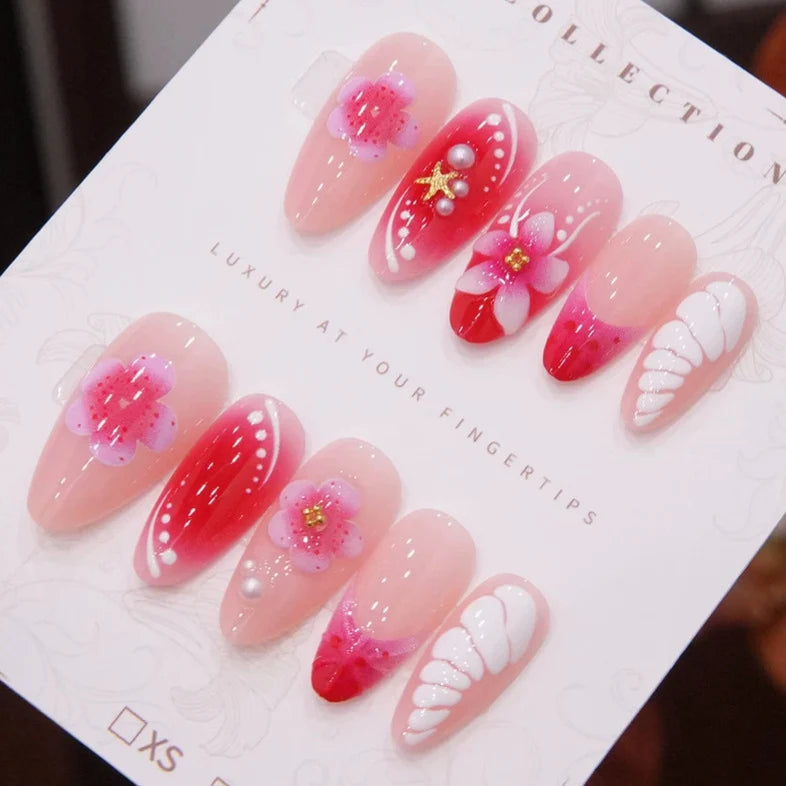 Acrylic Nail Set Floral Design Set of 24