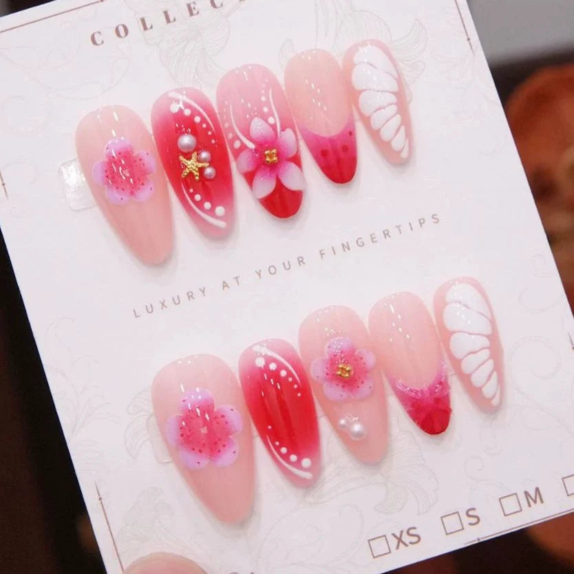 Acrylic Nail Set Floral Design Set of 24