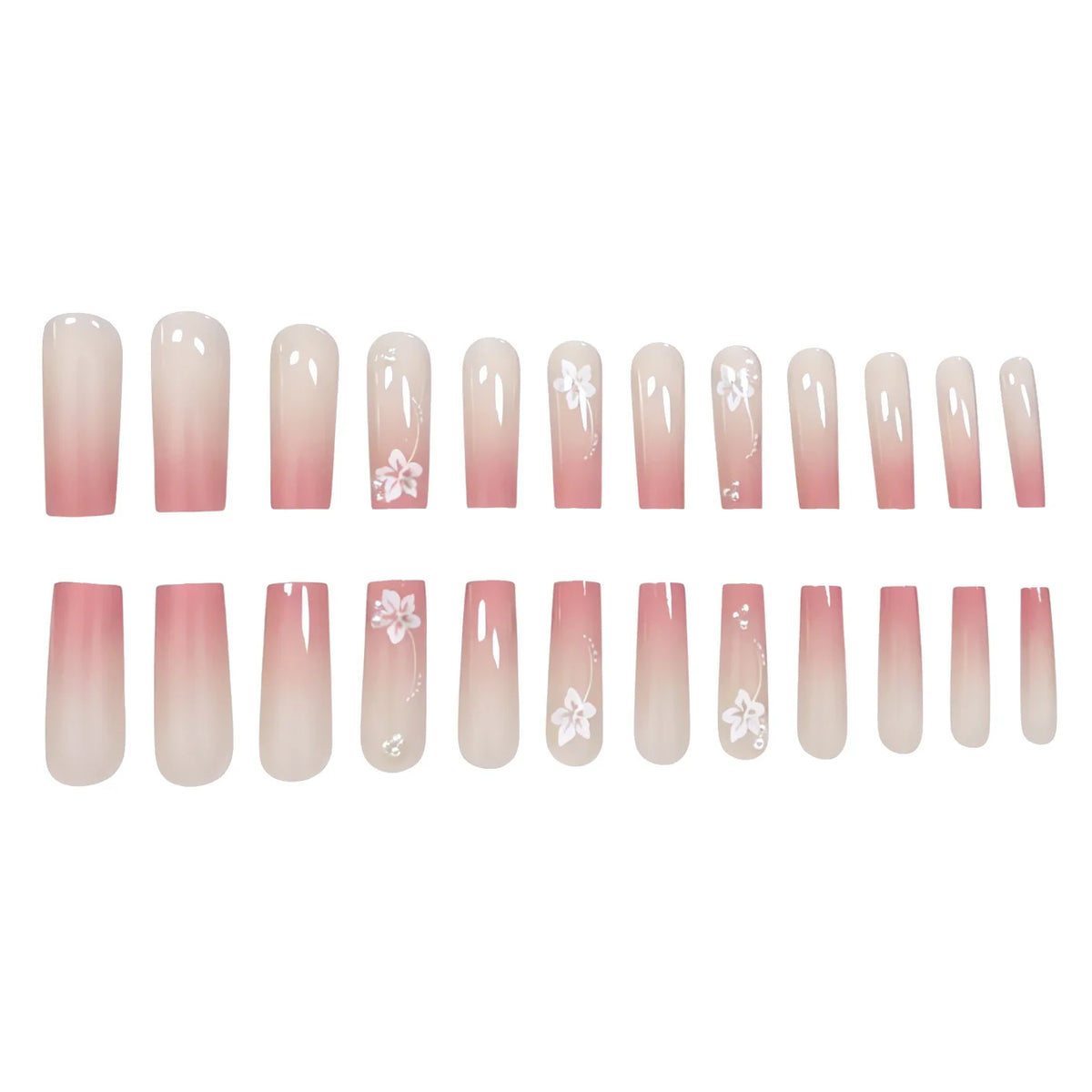 Acrylic Nail Set Floral Designs 24-Piece Salon-Quality