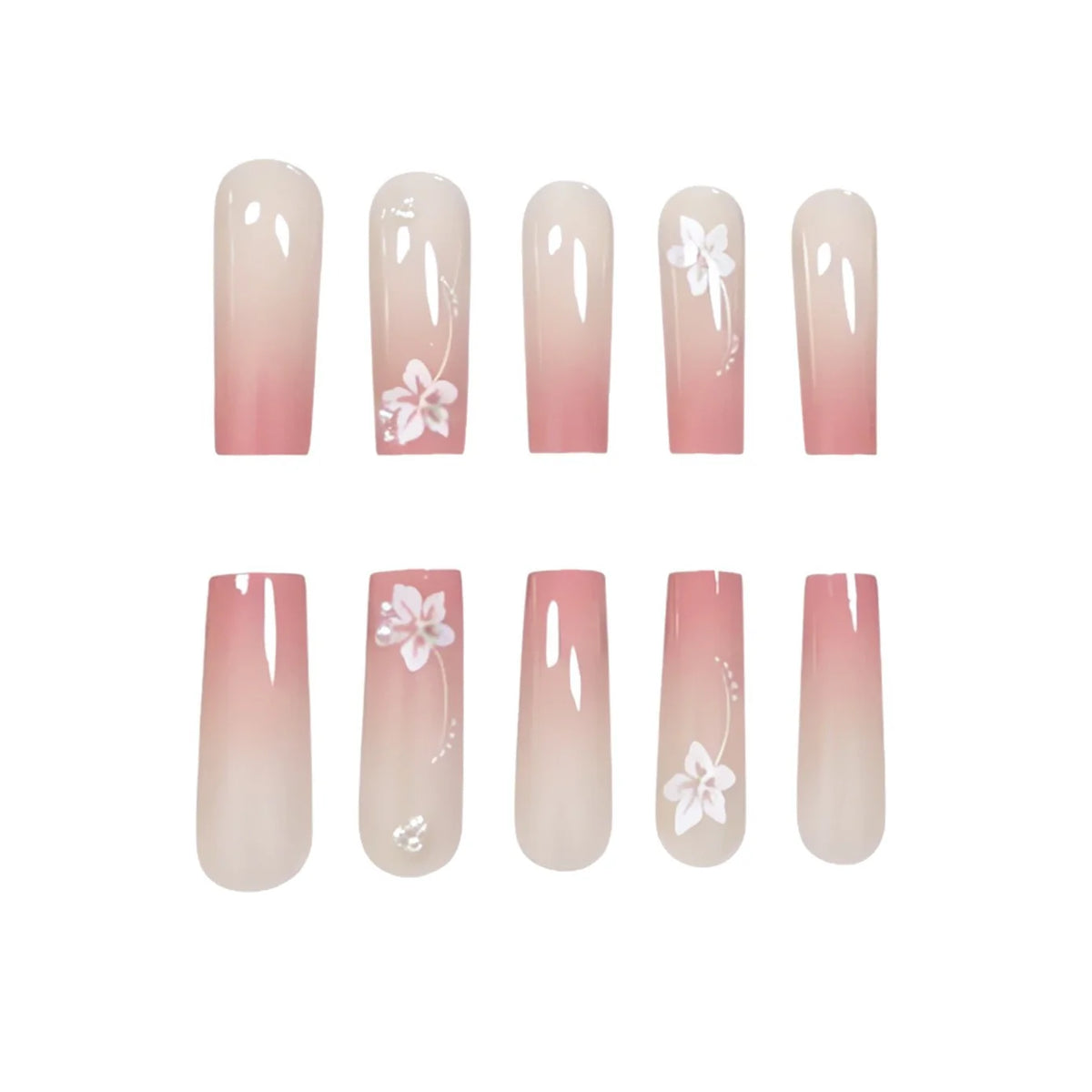 Acrylic Nail Set Floral Designs 24-Piece Salon-Quality