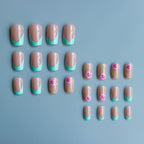 Acrylic Nail Set Floral Durable Easy Glue-On