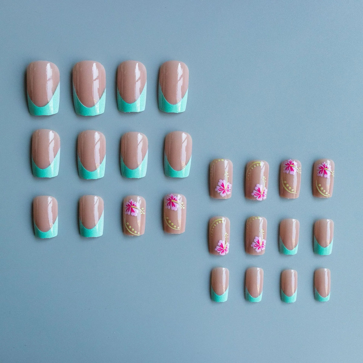 Acrylic Nail Set Floral Durable Easy Glue-On