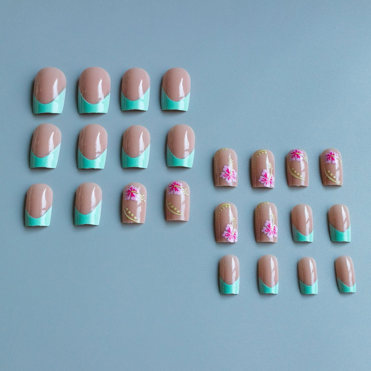 Acrylic Nail Set Floral Durable Easy Glue-On