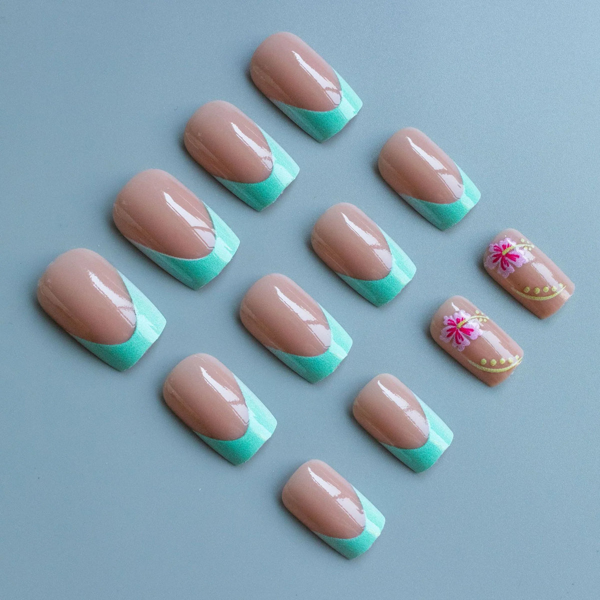 Acrylic Nail Set Floral Durable Easy Glue-On