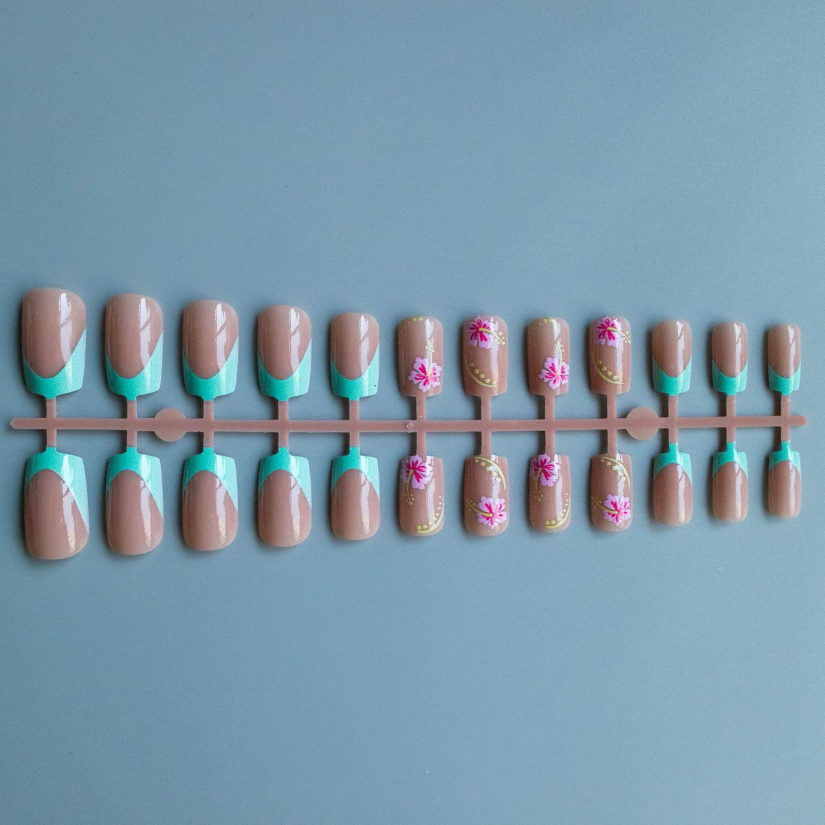 Acrylic Nail Set Floral Durable Easy Glue-On