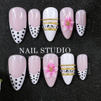 Acrylic Nail Set Floral & Glitter Easy Application