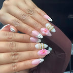 Acrylic Nail Set Floral & Glitter Easy Application