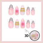 Acrylic Nail Set Floral & Glitter Easy Application