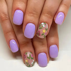 Acrylic Nail Set Floral Glossy Finish & Long-Lasting