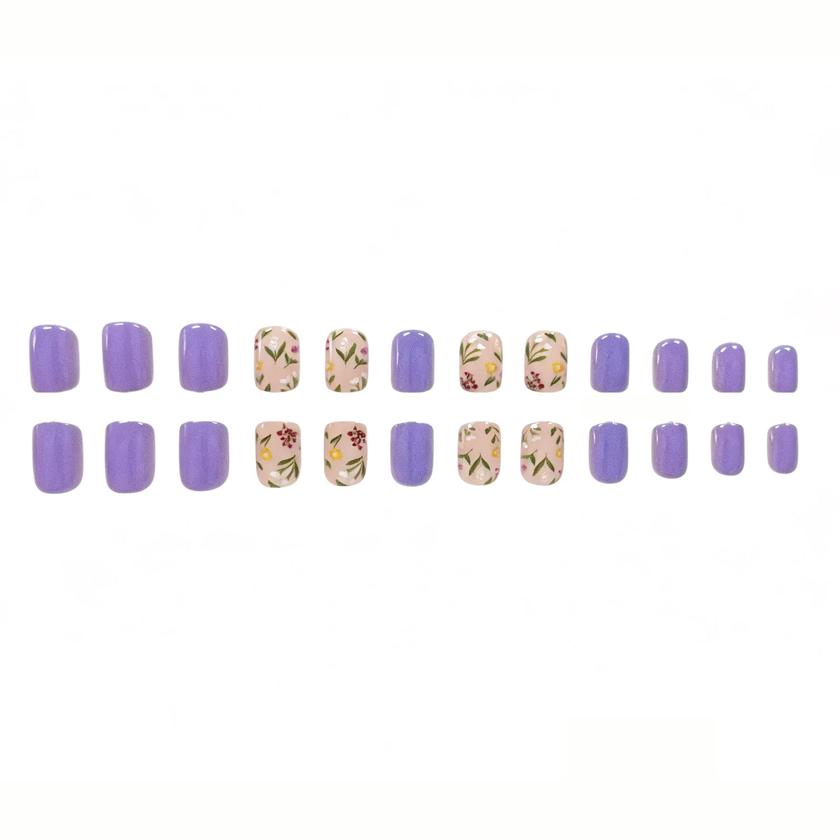Acrylic Nail Set Floral Glossy Finish & Long-Lasting