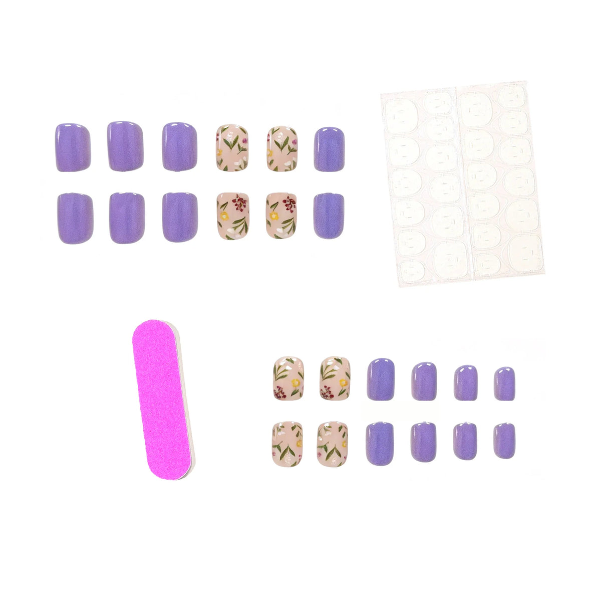 Acrylic Nail Set Floral Glossy Finish & Long-Lasting