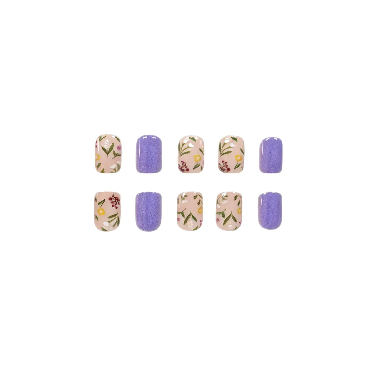 Acrylic Nail Set Floral Glossy Finish & Long-Lasting