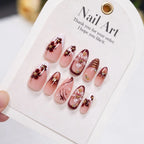 Acrylic Nail Set Floral & Gold Accents Easy Application